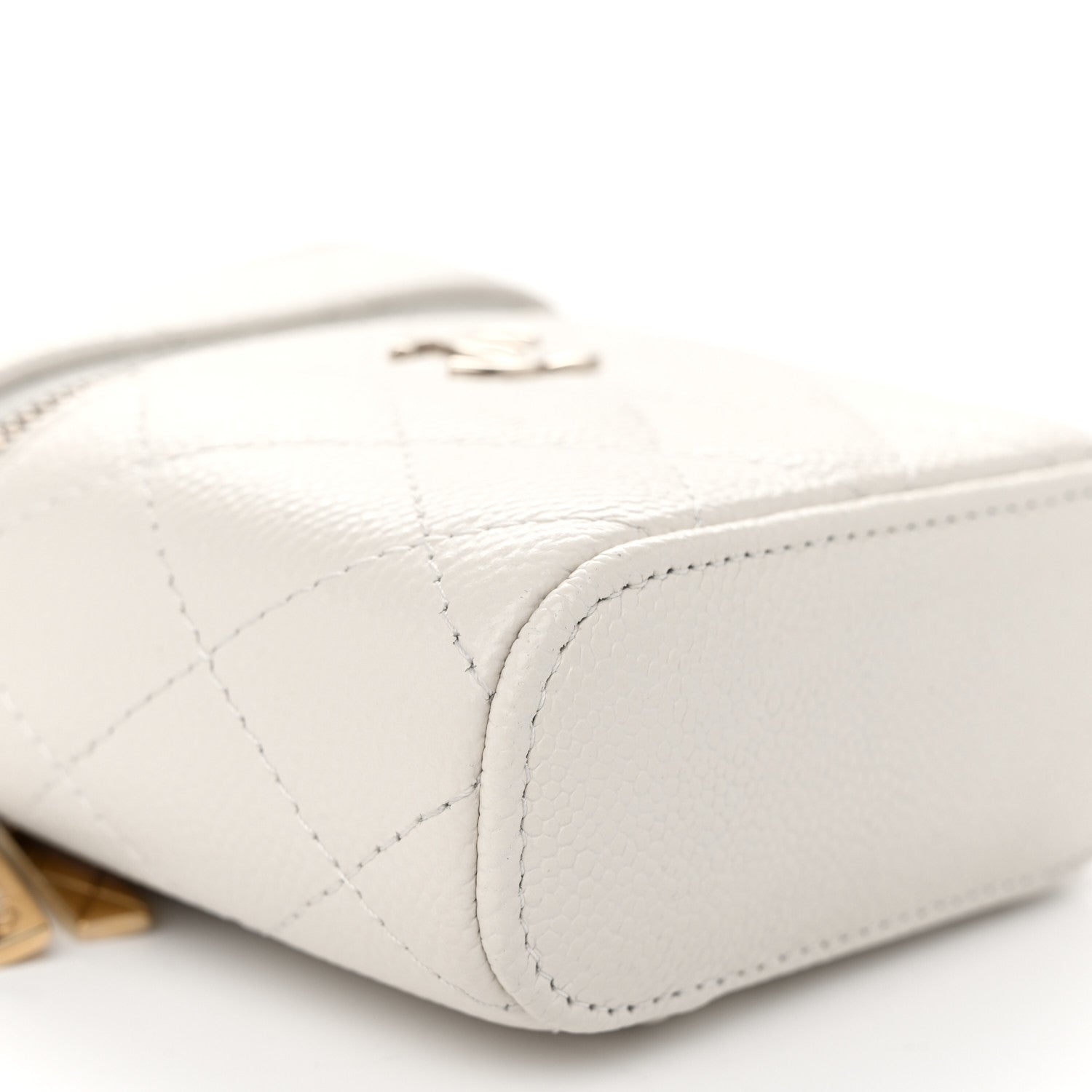 Chanel Caviar Quilted Small Handle With Care Vanity Case With Chain White 10 of 11