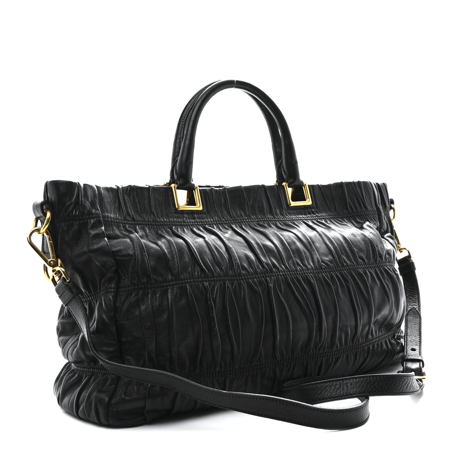 Nappa Gaufre Top Handle Satchel Black