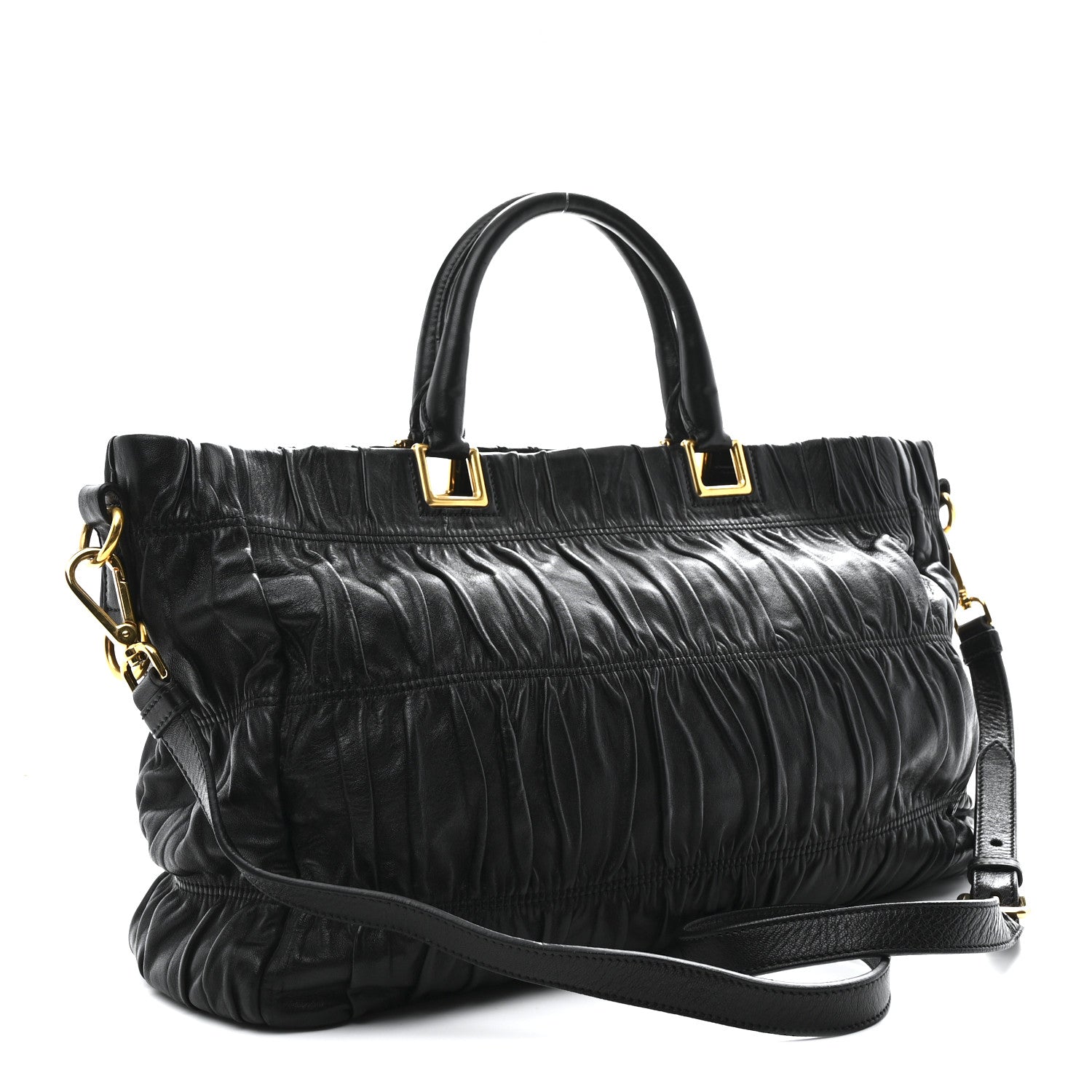 Prada Nappa Gaufre Top Handle Satchel Black 3 of 11