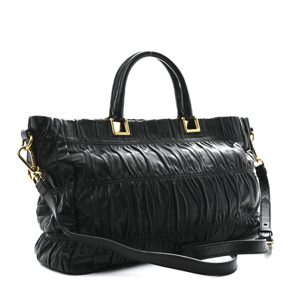 Prada Nappa Gaufre Top Handle Satchel Black 3 of 11