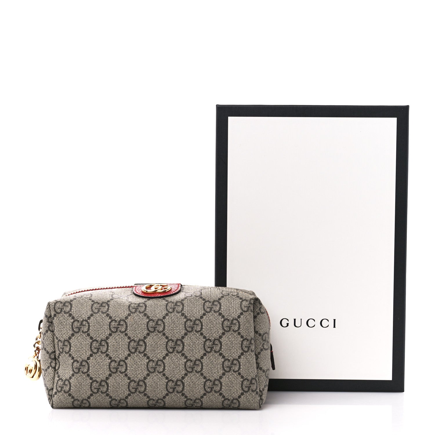 Gucci Soft GG Supreme Monogram Calfskin Medium Ophidia Cosmetic Case Beige Ebony Hibiscus Red 11 of 11