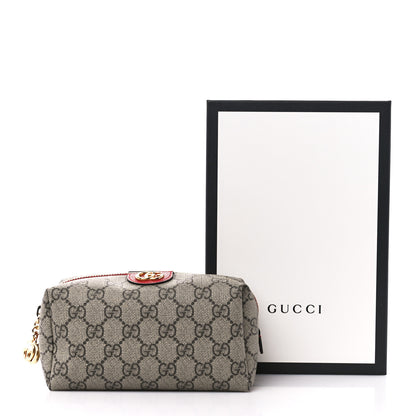 Gucci Soft GG Supreme Monogram Calfskin Medium Ophidia Cosmetic Case Beige Ebony Hibiscus Red 11 of 11