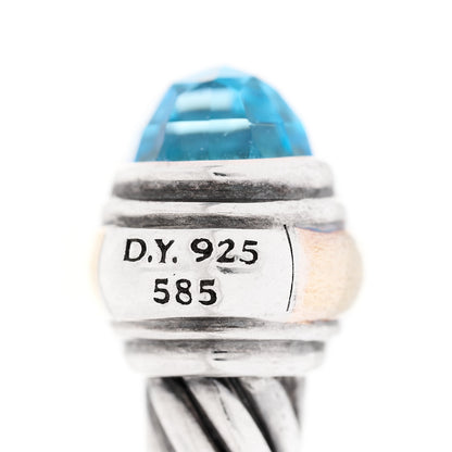 David Yurman Sterling Silver 14k Yellow Gold Blue Topaz 5mm Cable Classics Bracelet 5 of 5