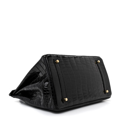 Hermes Shiny Porosus Crocodile Birkin 35 Black 4 of 13