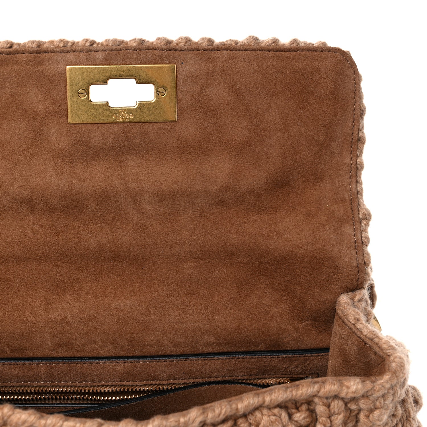 Valentino Garavani Cashmere Medium Roman Stud Shoulder Bag Brown 11 of 11