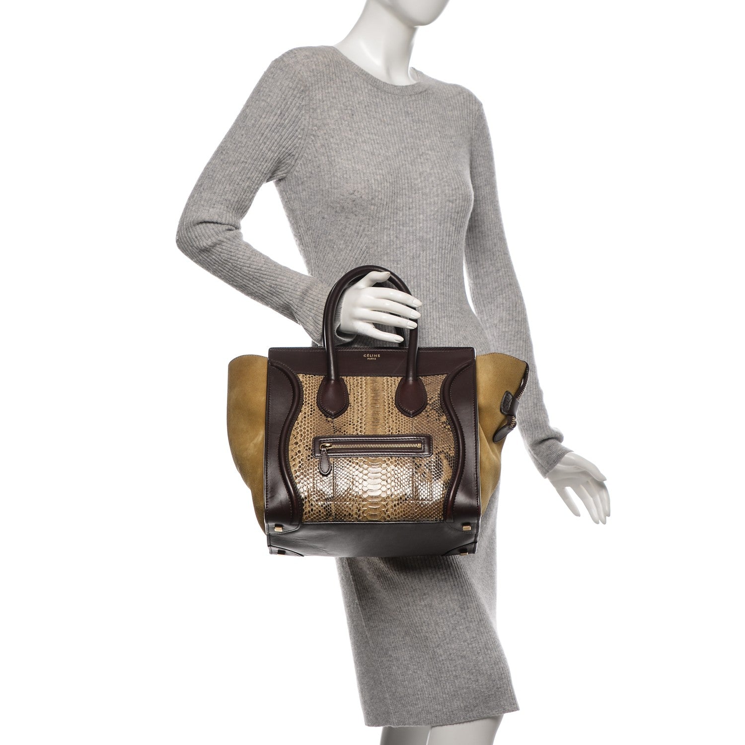 Celine Python Smooth Calfskin Mini Bi-Color Luggage Natural 2 of 8