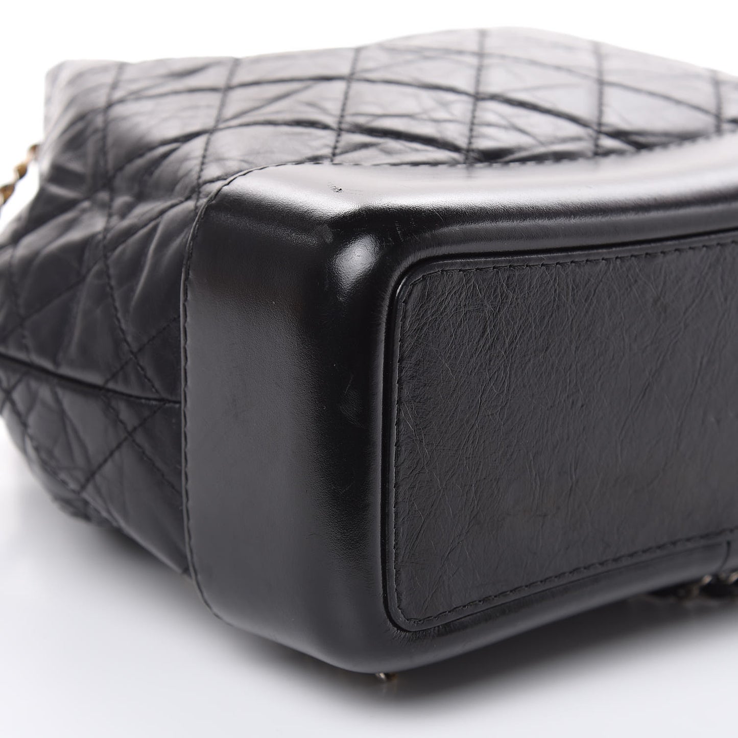 Aged Calfskin Quilted Small Gabrielle Backpack Black