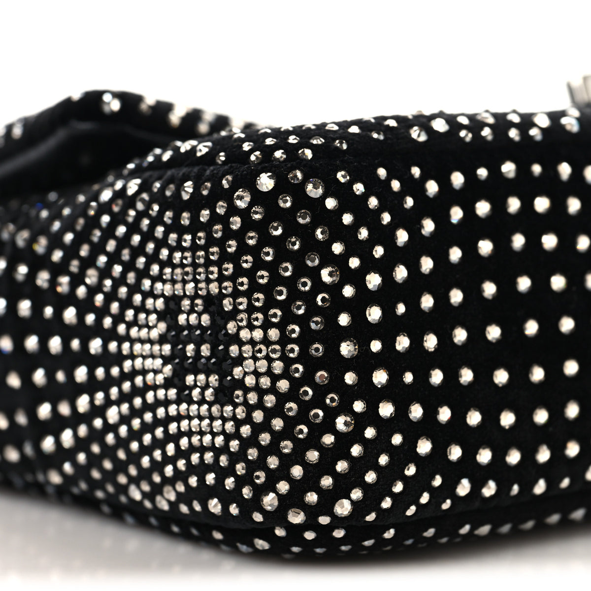 Velvet Strass Evening Flap Bag Black Silver