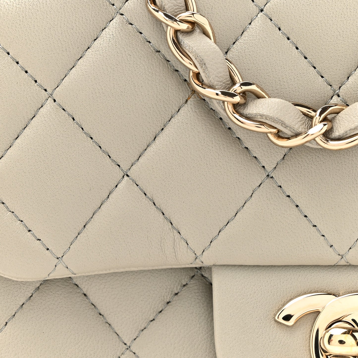 Lambskin Quilted Mini Square Flap Grey