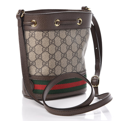 Gucci GG Supreme Monogram Web Mini Ophidia Bucket Bag Brown 3 of 9