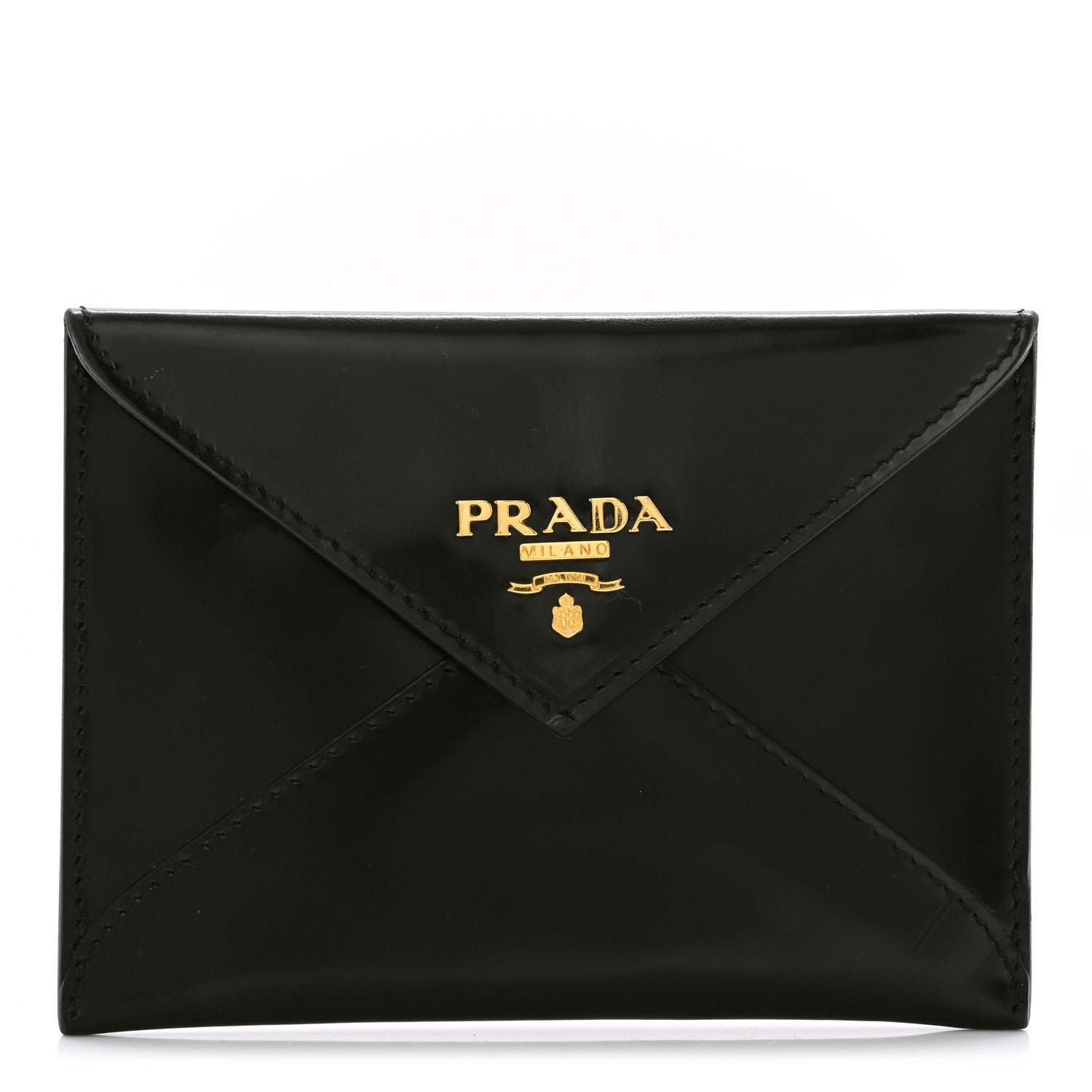 Prada Spazzolato Metal Envelope Compact Wallet Black 1 of 8