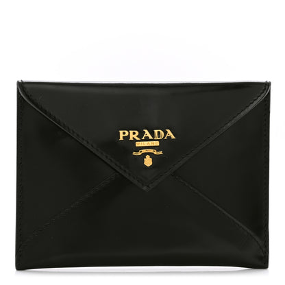 Prada Spazzolato Metal Envelope Compact Wallet Black 1 of 8