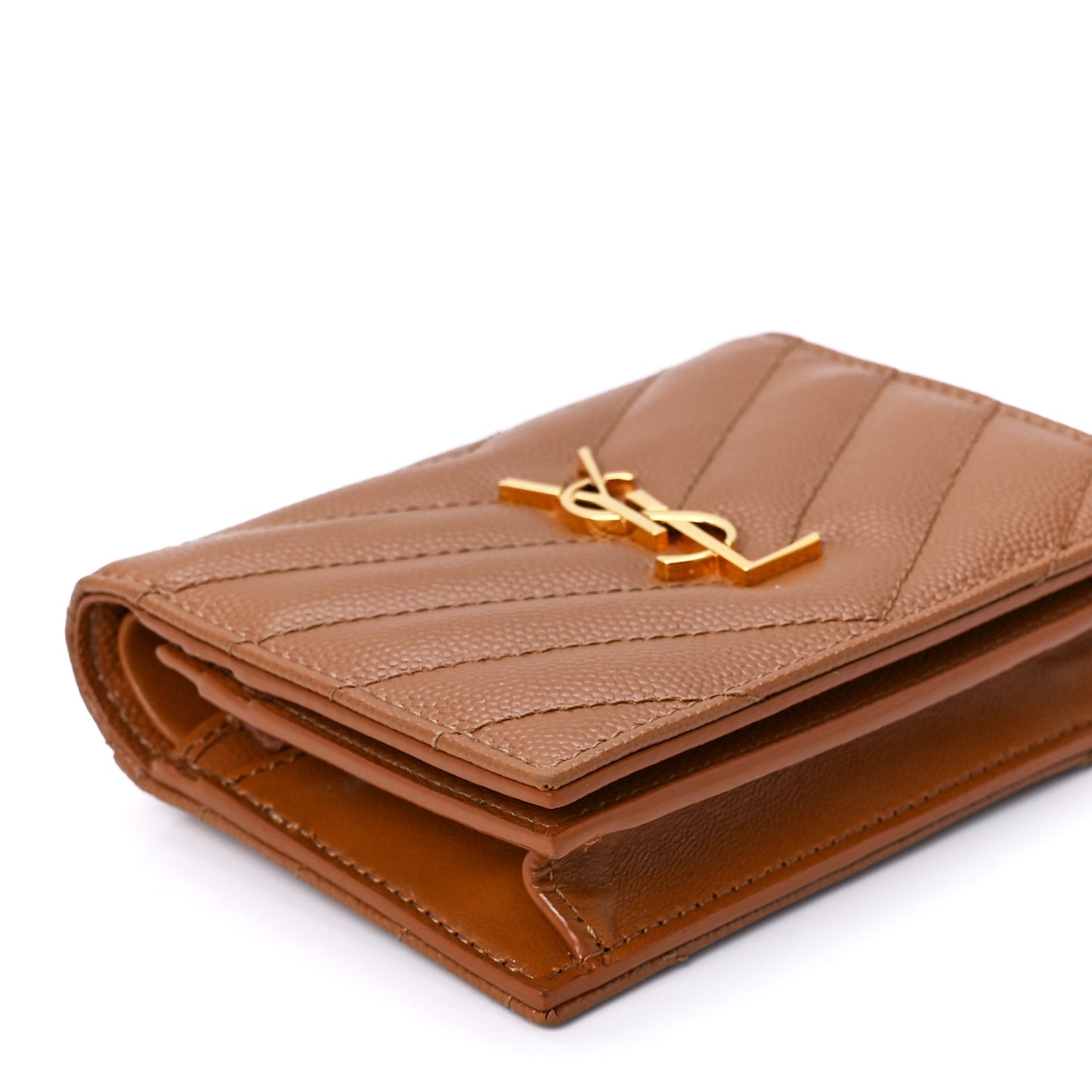 Grain De Poudre Matelasse Chevron Monogram Flap Card Case Dark Natural