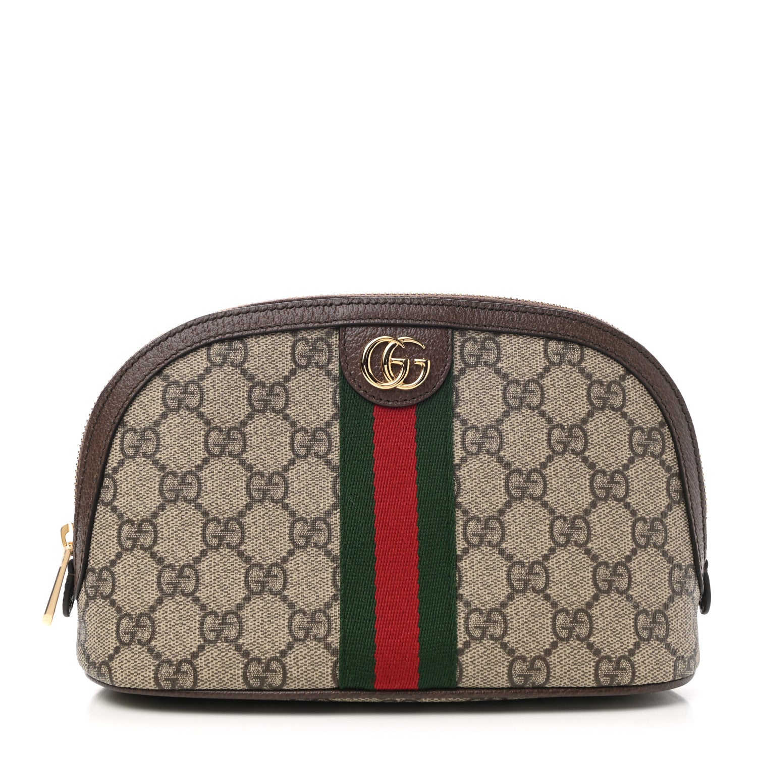 Gucci GG Supreme Monogram Textured Calfskin Web Large Ophidia Cosmetic Case Beige Ebony New Acero 1 of 7