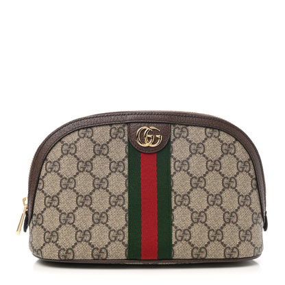 Gucci GG Supreme Monogram Textured Calfskin Web Large Ophidia Cosmetic Case Beige Ebony New Acero 1 of 7