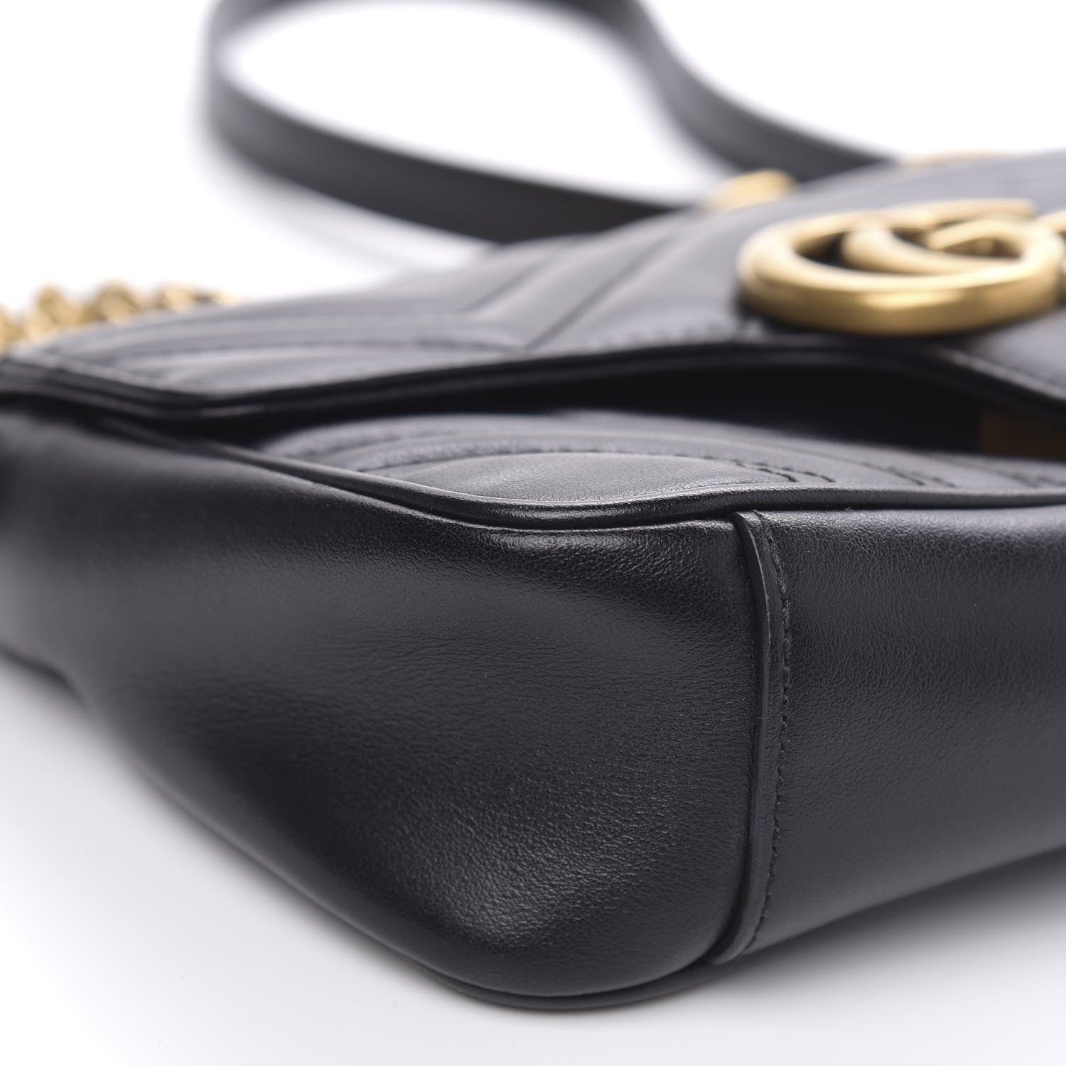 Gucci Calfskin Matelasse Mini GG Marmont Shoulder Bag Black 9 of 11
