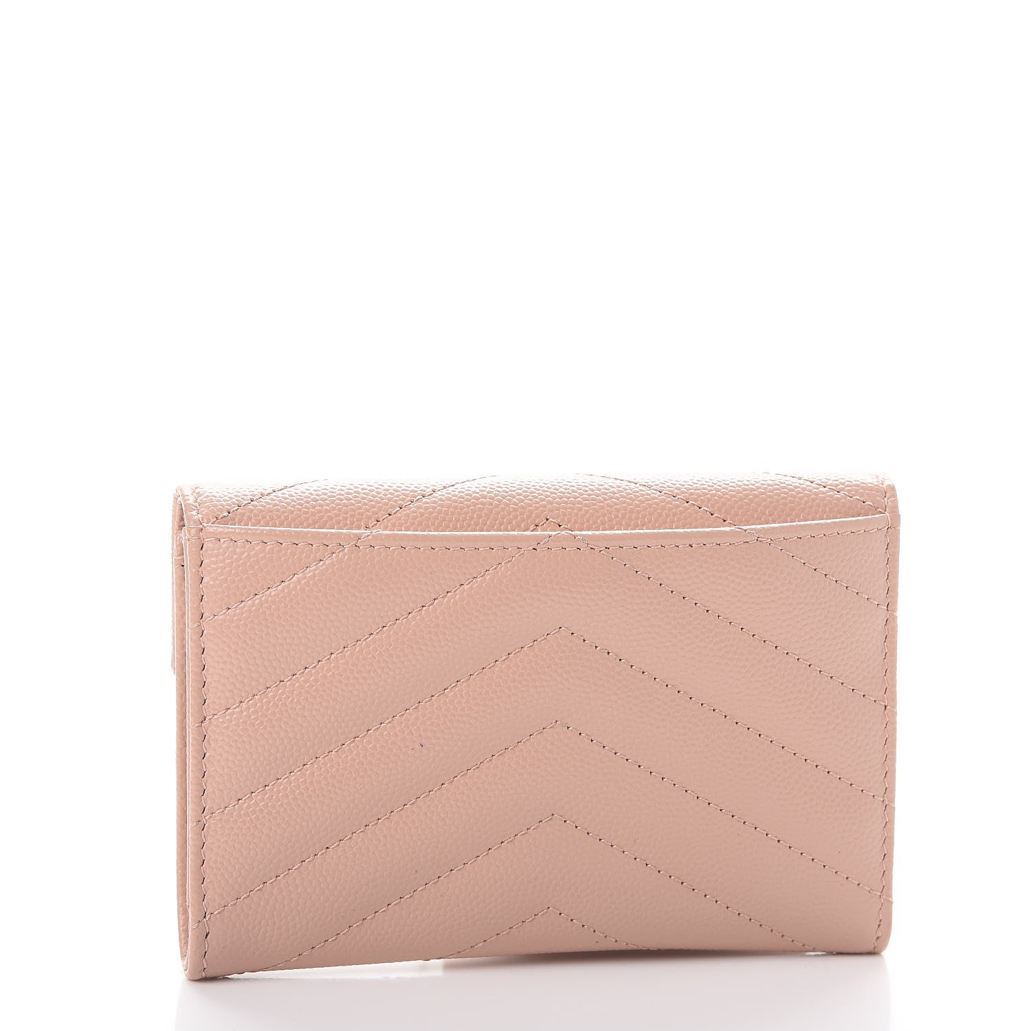Saint Laurent Grain De Poudre Matelasse Chevron Small Monogram Envelope Wallet Pale Blush 3 of 8