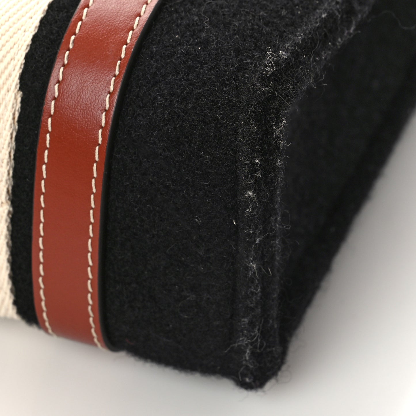 Felt Calfskin Small Woody Ribbon Tote With Strap Black