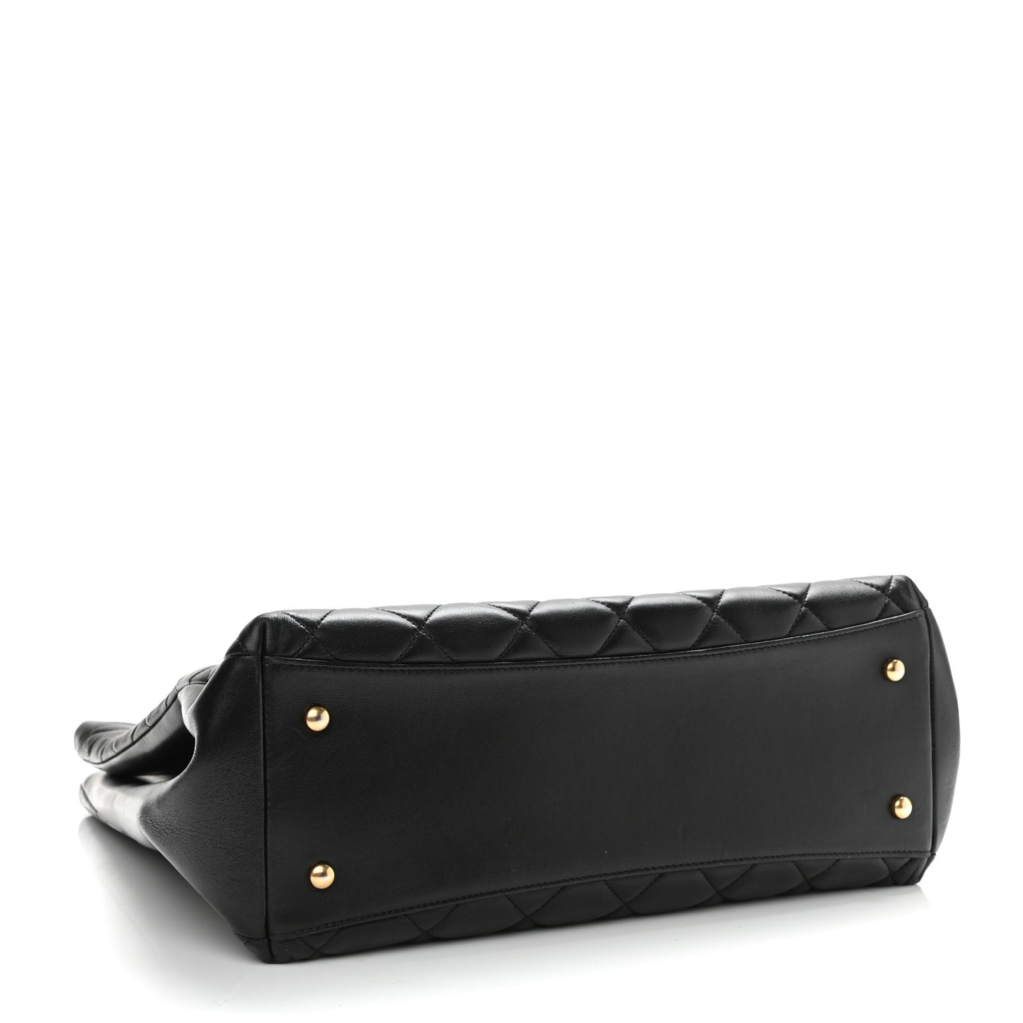 Lambskin Quilted Trendy CC Shopping Tote Black