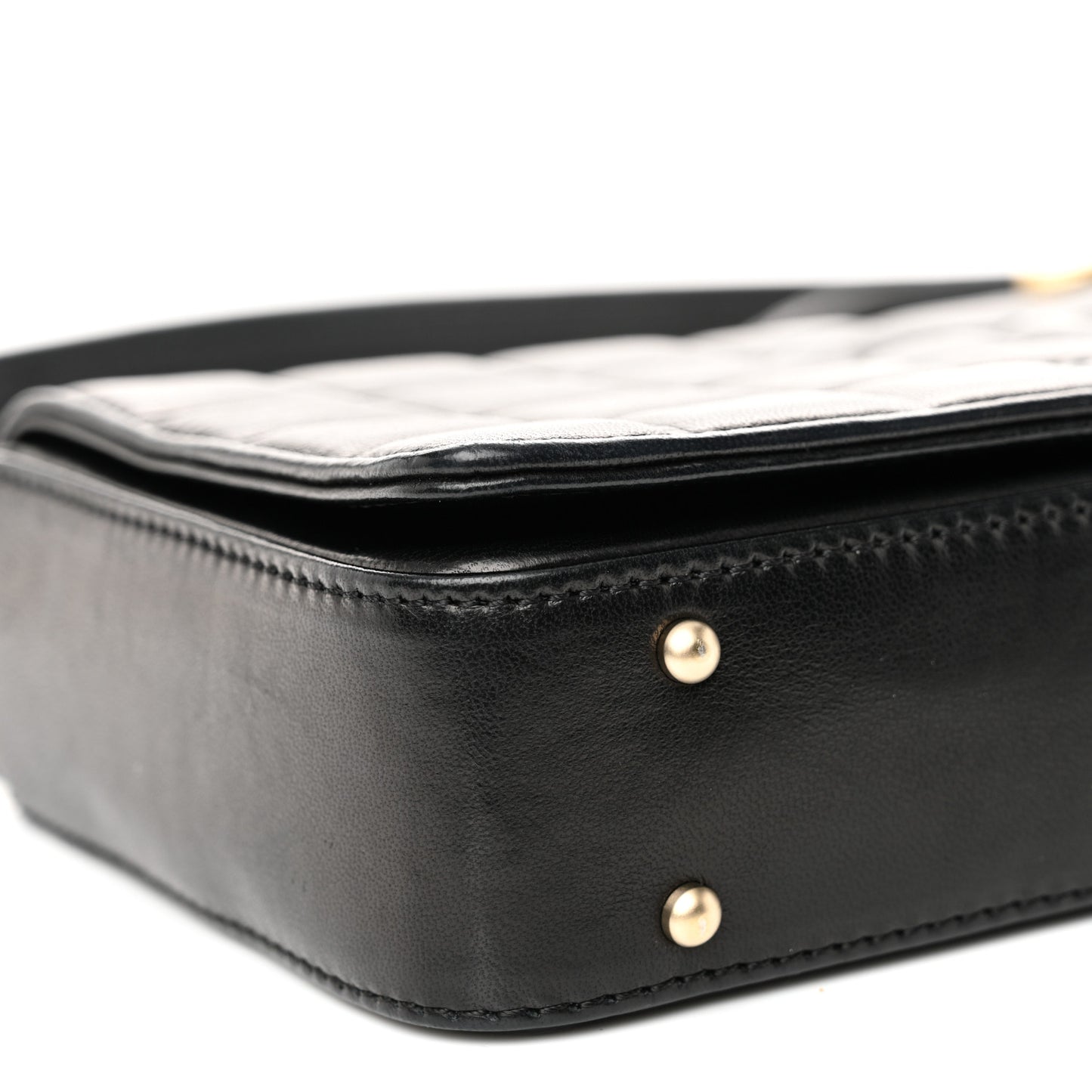 Lambskin Quilted CC Chocolate Bar Flap Black