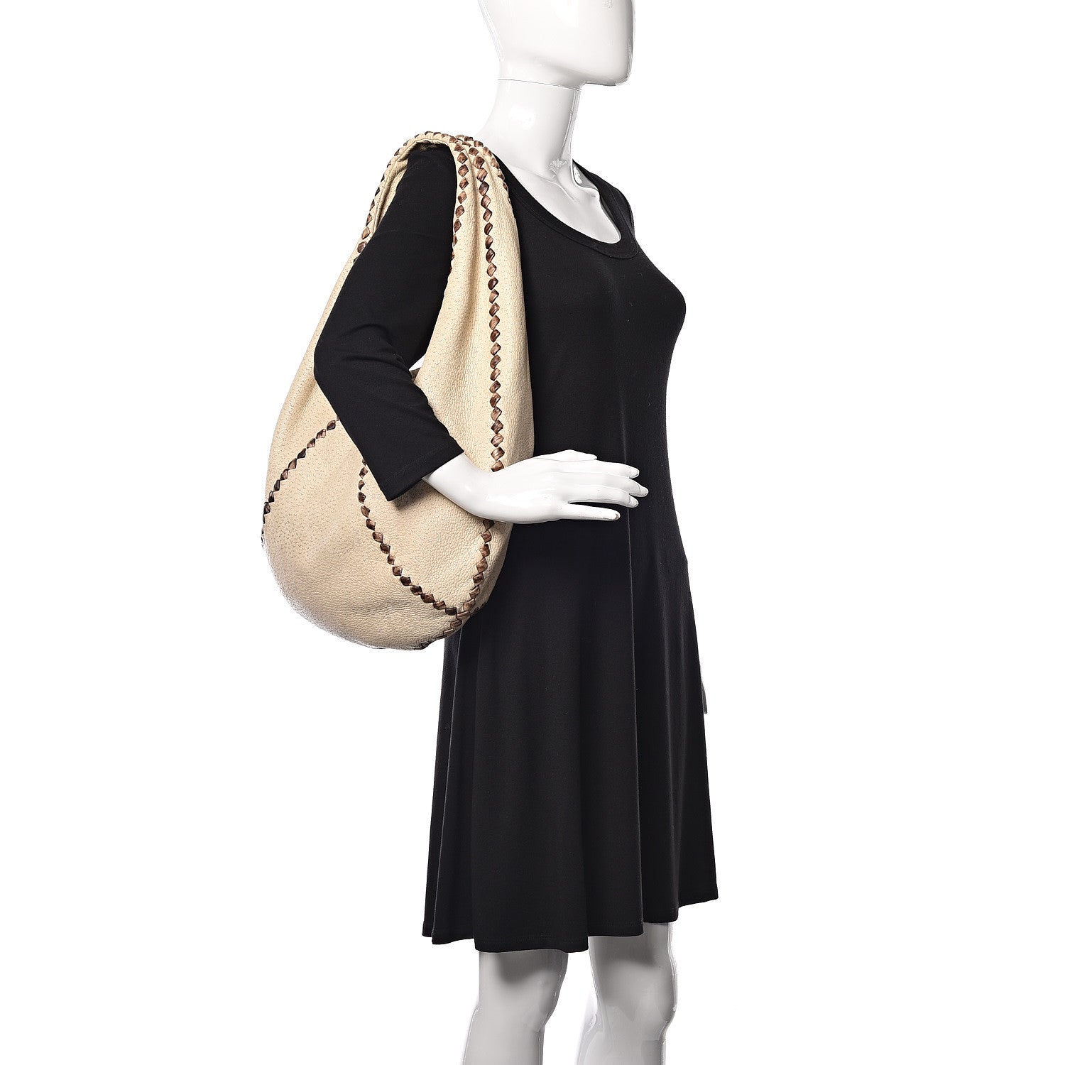 Bottega Veneta Cervo Deerskin Perforated Pekary Hobo Cream 2 of 11