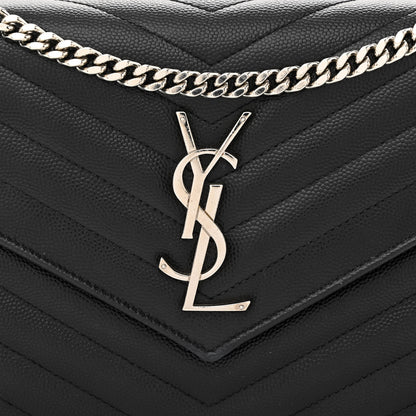 Saint Laurent Grain De Poudre Matelasse Chevron Monogram Chain Wallet Black 9 of 15