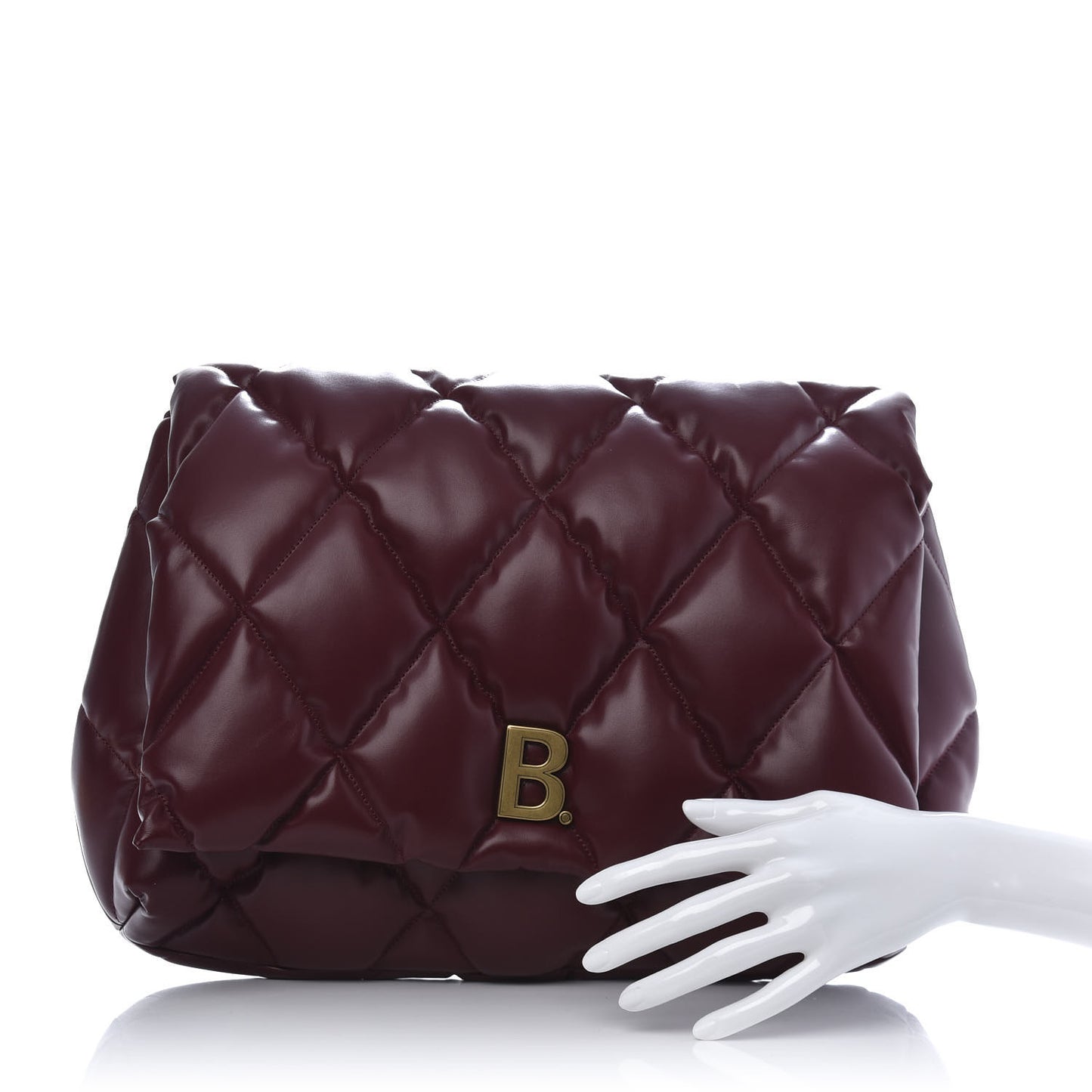 Nappa Calfskin Quilted Touch B Clutch Bag Dark Red