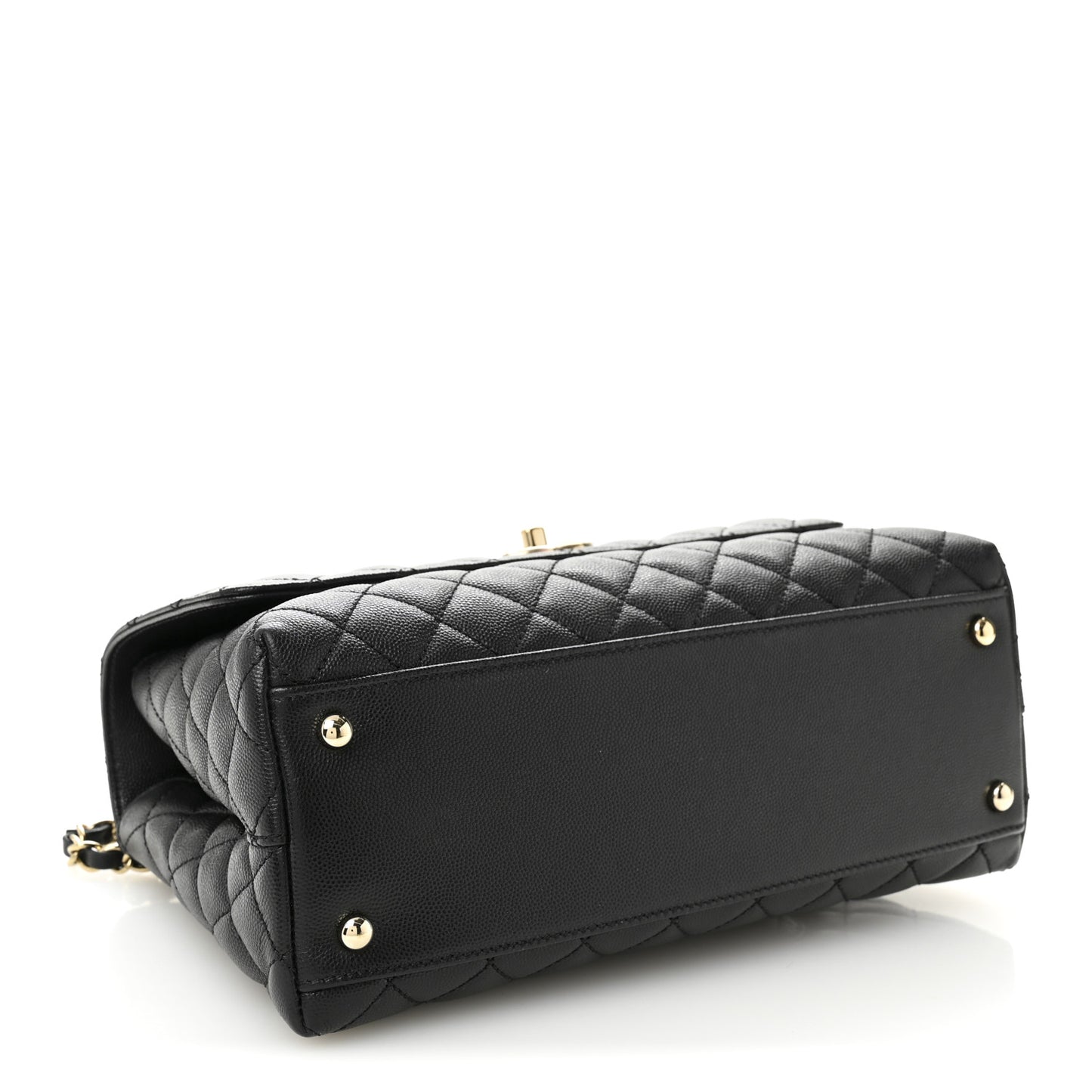 Caviar Quilted Small Coco Handle Flap Black