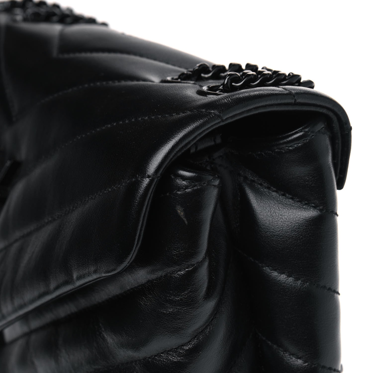 Saint Laurent Calfskin Y Quilted Monogram Small Loulou Chain Satchel Black 5 of 5