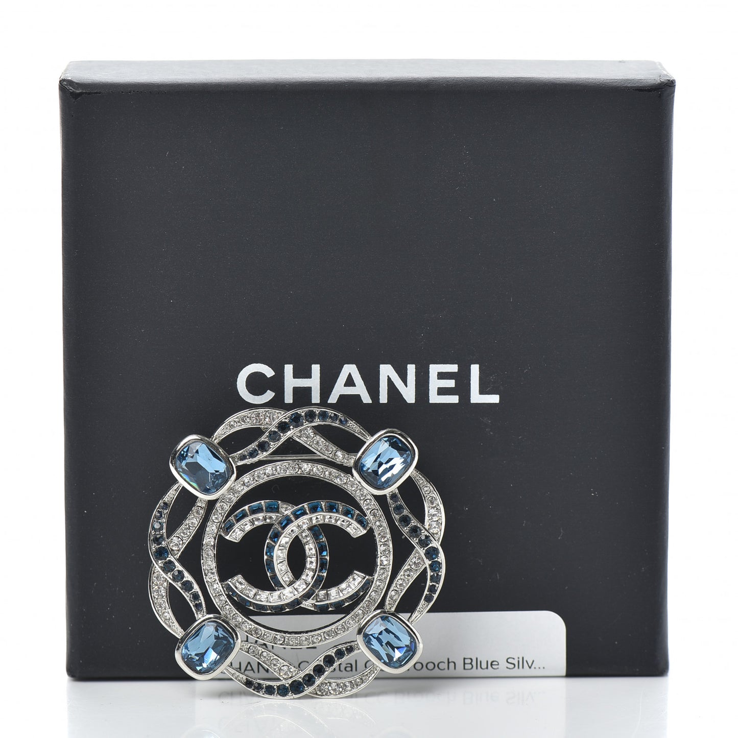 Crystal CC Brooch Silver Blue