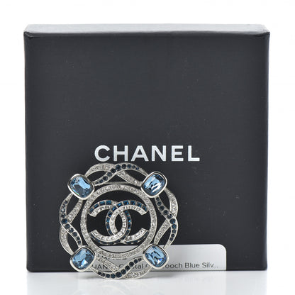 Chanel Crystal CC Brooch Silver Blue 5 of 5