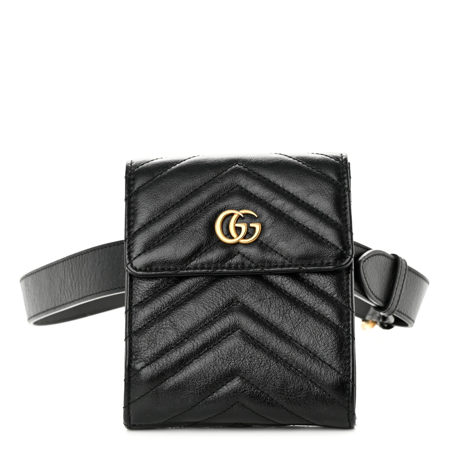 Gucci Calfskin Matelasse GG Marmont 2.0 Belt Bag 85 34 Black 1 of 10