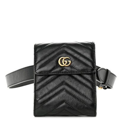 Gucci Calfskin Matelasse GG Marmont 2.0 Belt Bag 85 34 Black 1 of 10