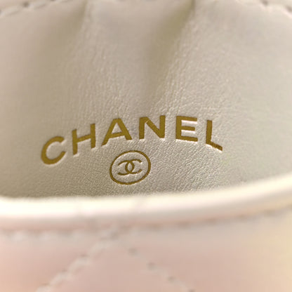 Chanel Iridescent Calfskin Quilted Chanel 19 Card Holder On Chain White 7 of 12
