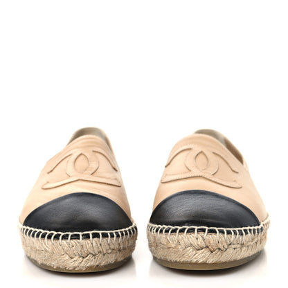 Chanel Lambskin CC Espadrilles 40 Beige Black 3 of 9