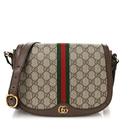 Gucci GG Supreme Monogram Web Small Ophidia Flap Messenger Bag Brown 1 of 13