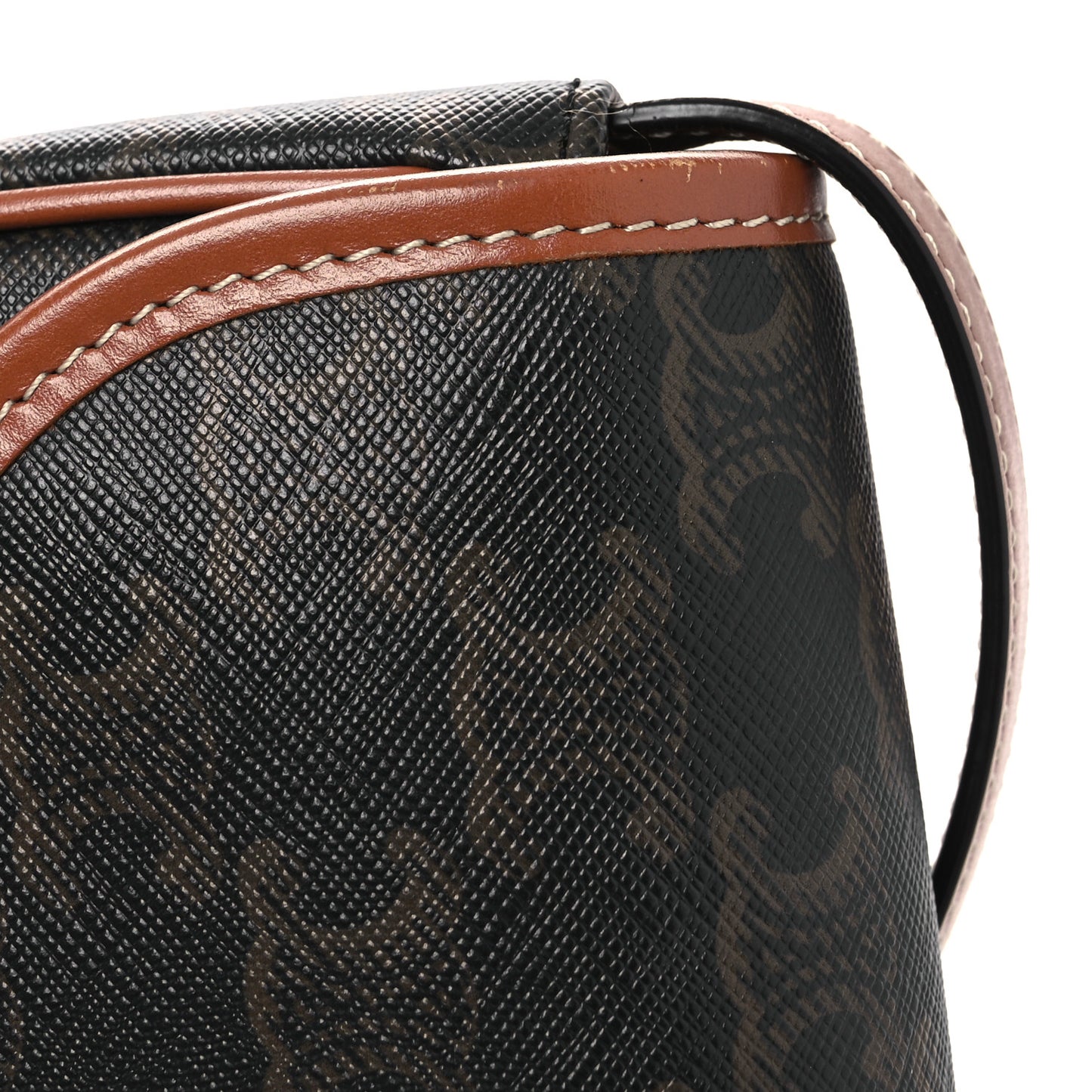 Canvas Calfskin Triomphe Mini Besace Tan