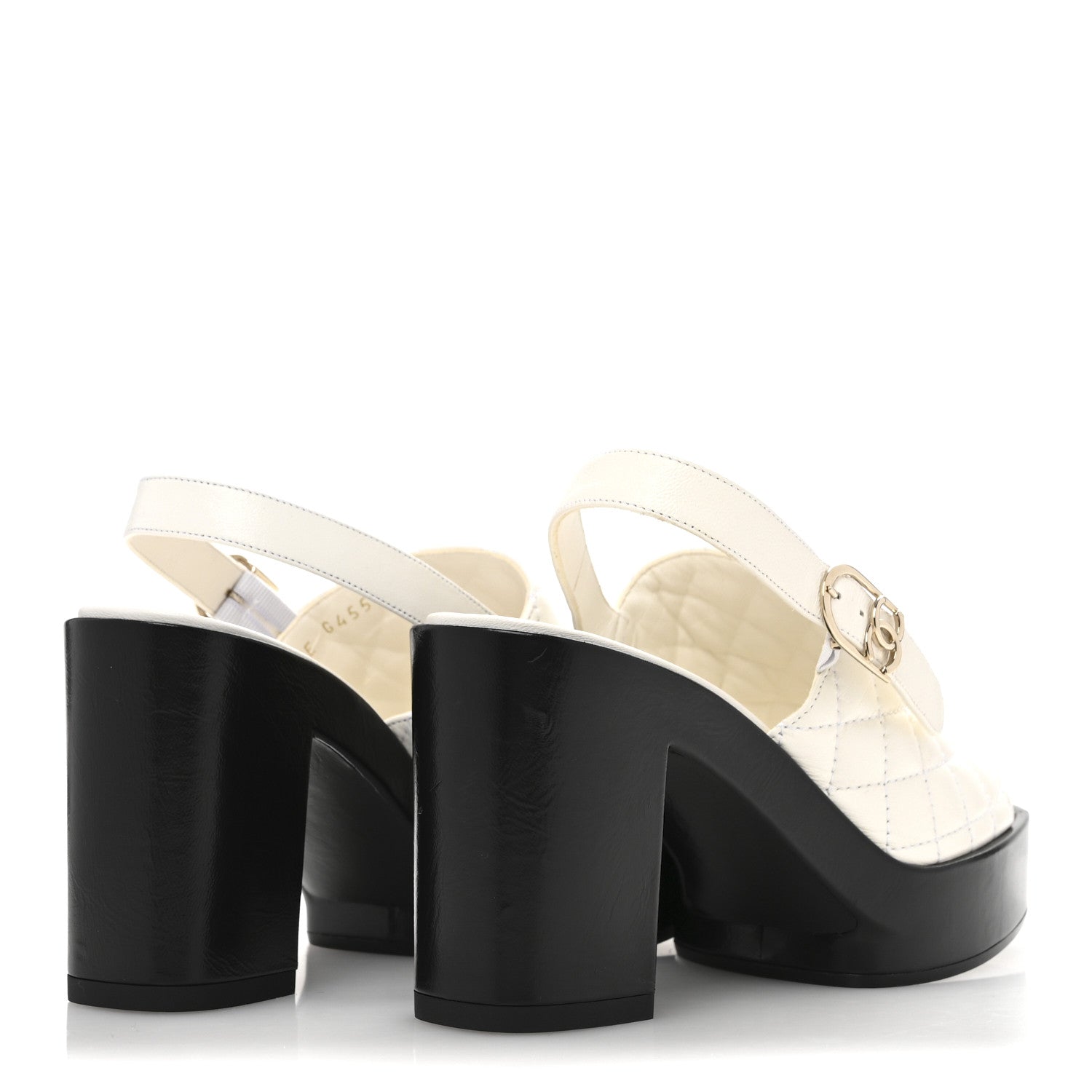 Chanel Lambskin Quilted Peep Toe Wedge Sandals 38 White 5 of 9