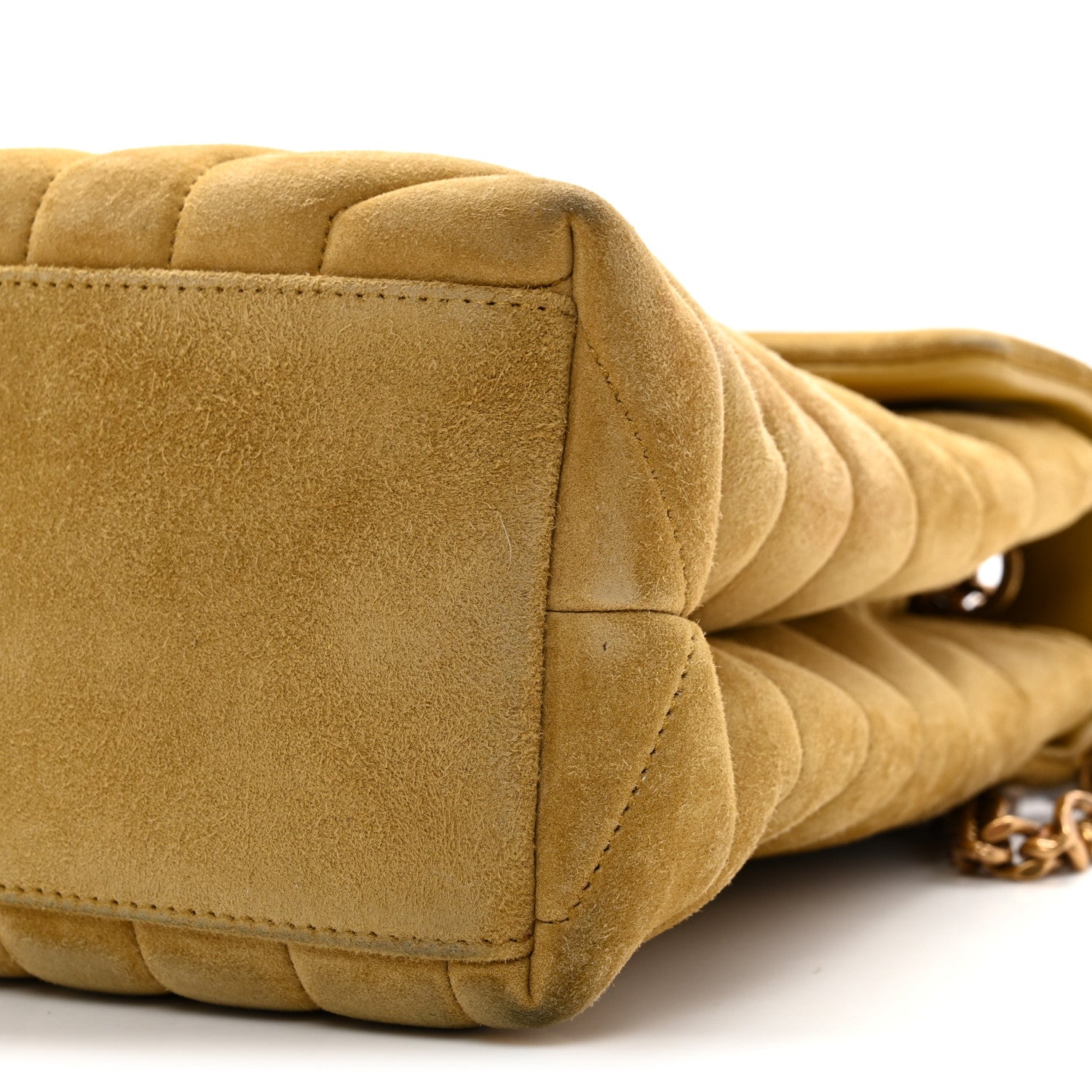 Saint Laurent Suede Y Quilted Monogram Medium Loulou Chain Satchel Chartreuse 10 of 15