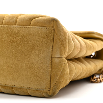 Saint Laurent Suede Y Quilted Monogram Medium Loulou Chain Satchel Chartreuse 10 of 15