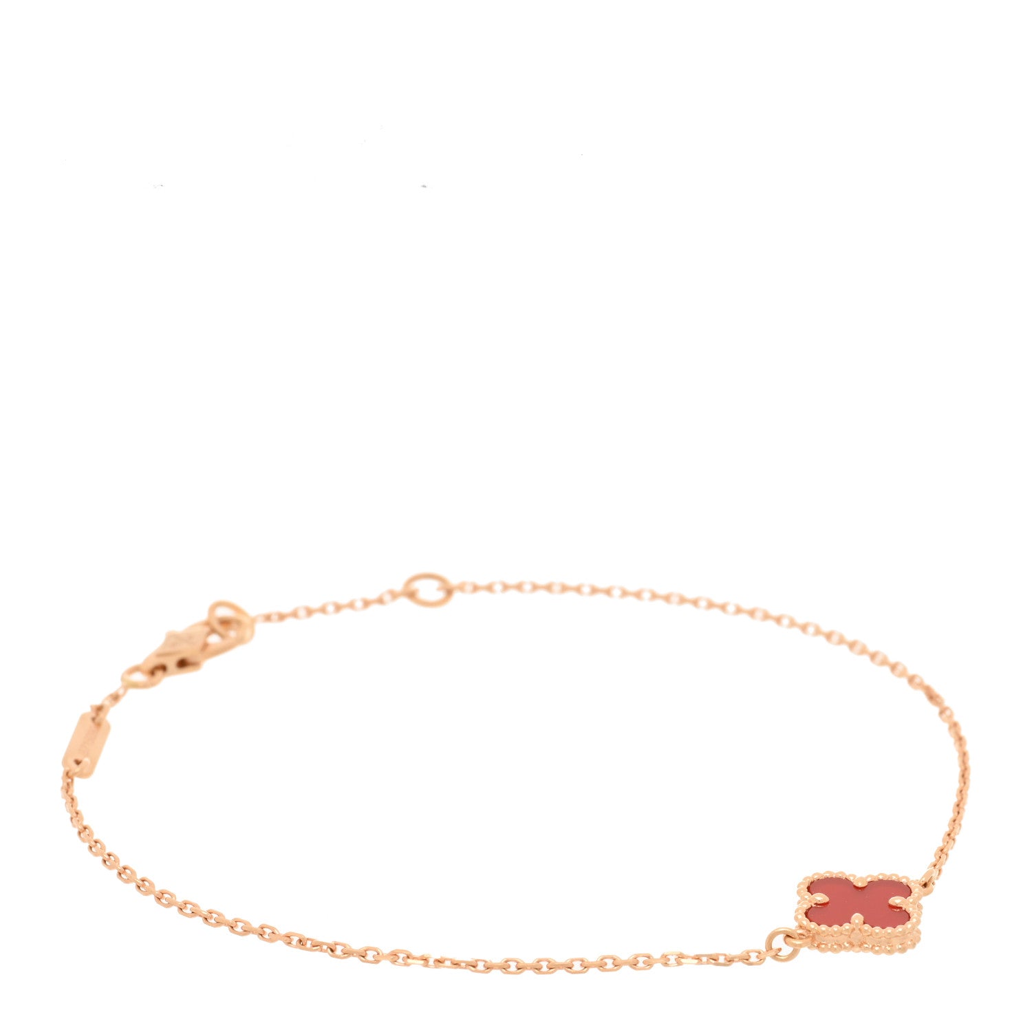 Van Cleef & Arpels 18K Rose Gold Carnelian Sweet Alhambra Bracelet 1 of 3