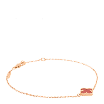 Van Cleef & Arpels 18K Rose Gold Carnelian Sweet Alhambra Bracelet 1 of 3