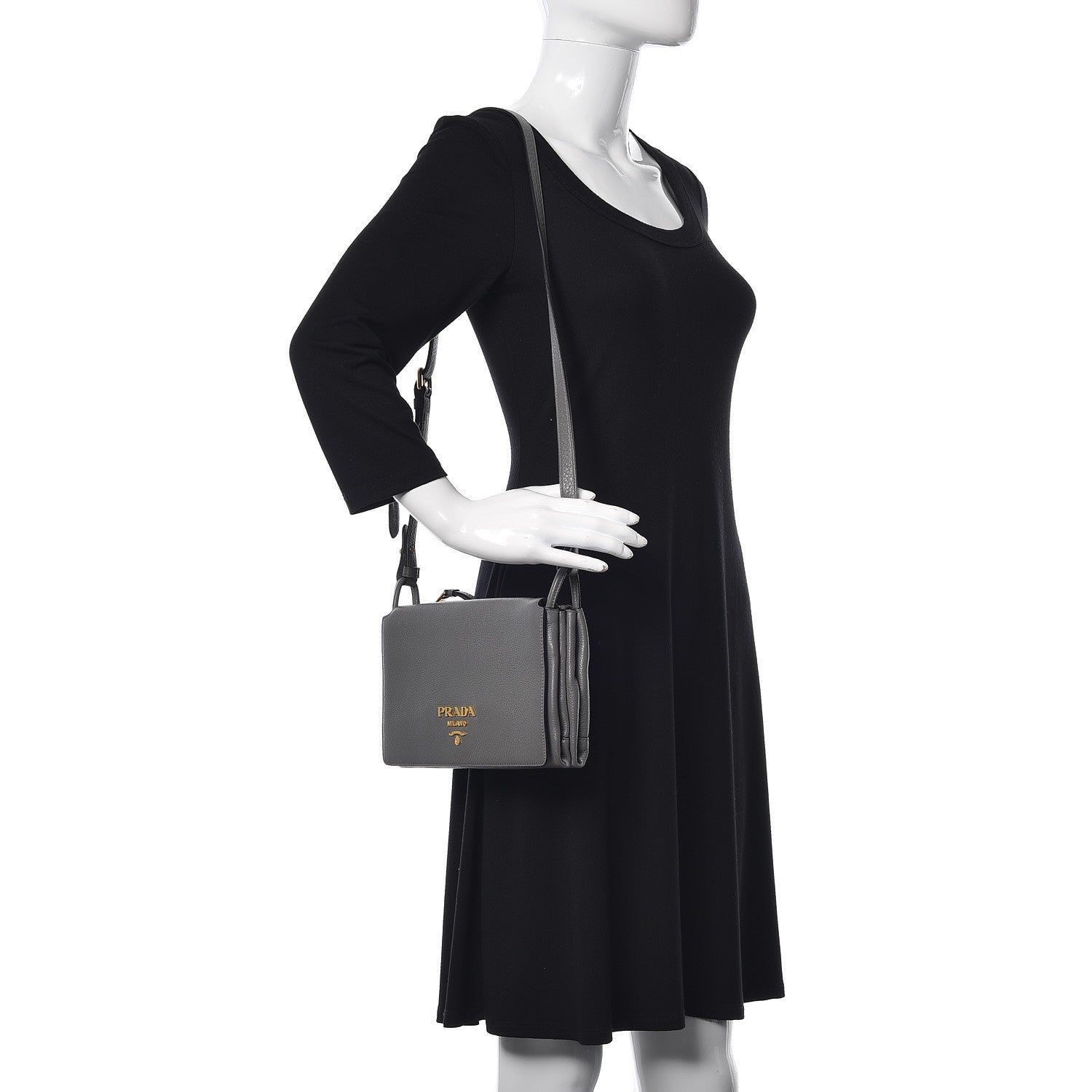Prada Vitello Daino Crossbody Flap Marmo 2 of 12