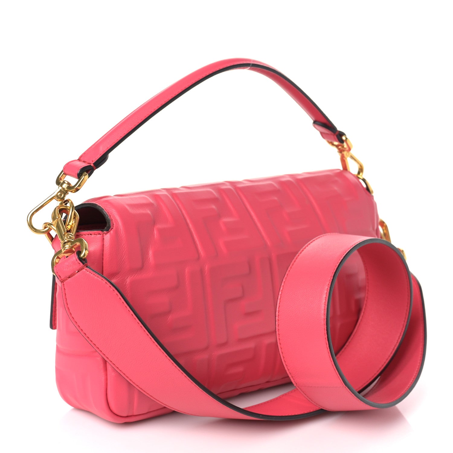 Fendi Nappa FF 1974 Embossed Baguette Lampone 3 of 8
