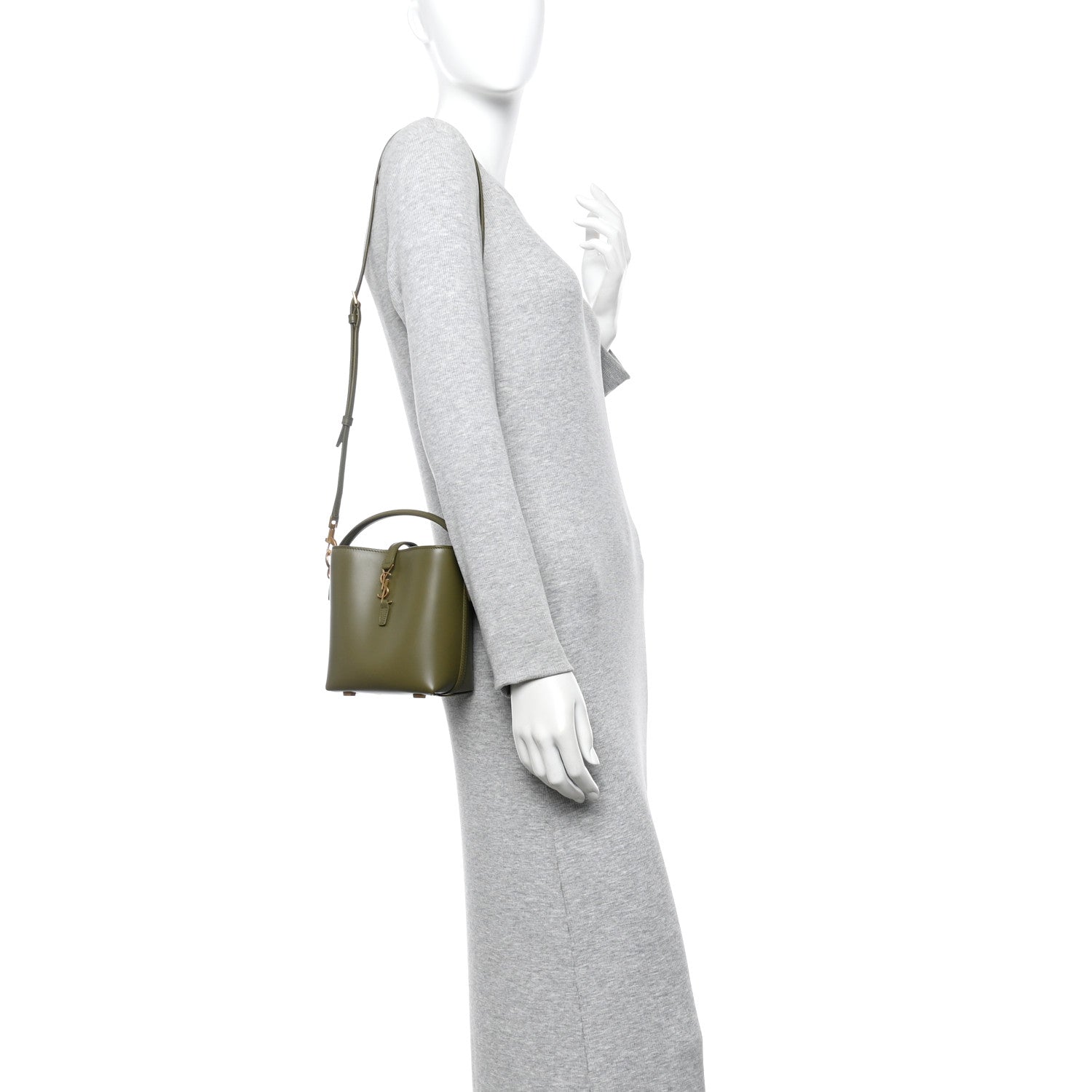 Saint Laurent Shiny Calfskin Le 37 Mini Bucket Bag Strong Moss 2 of 11