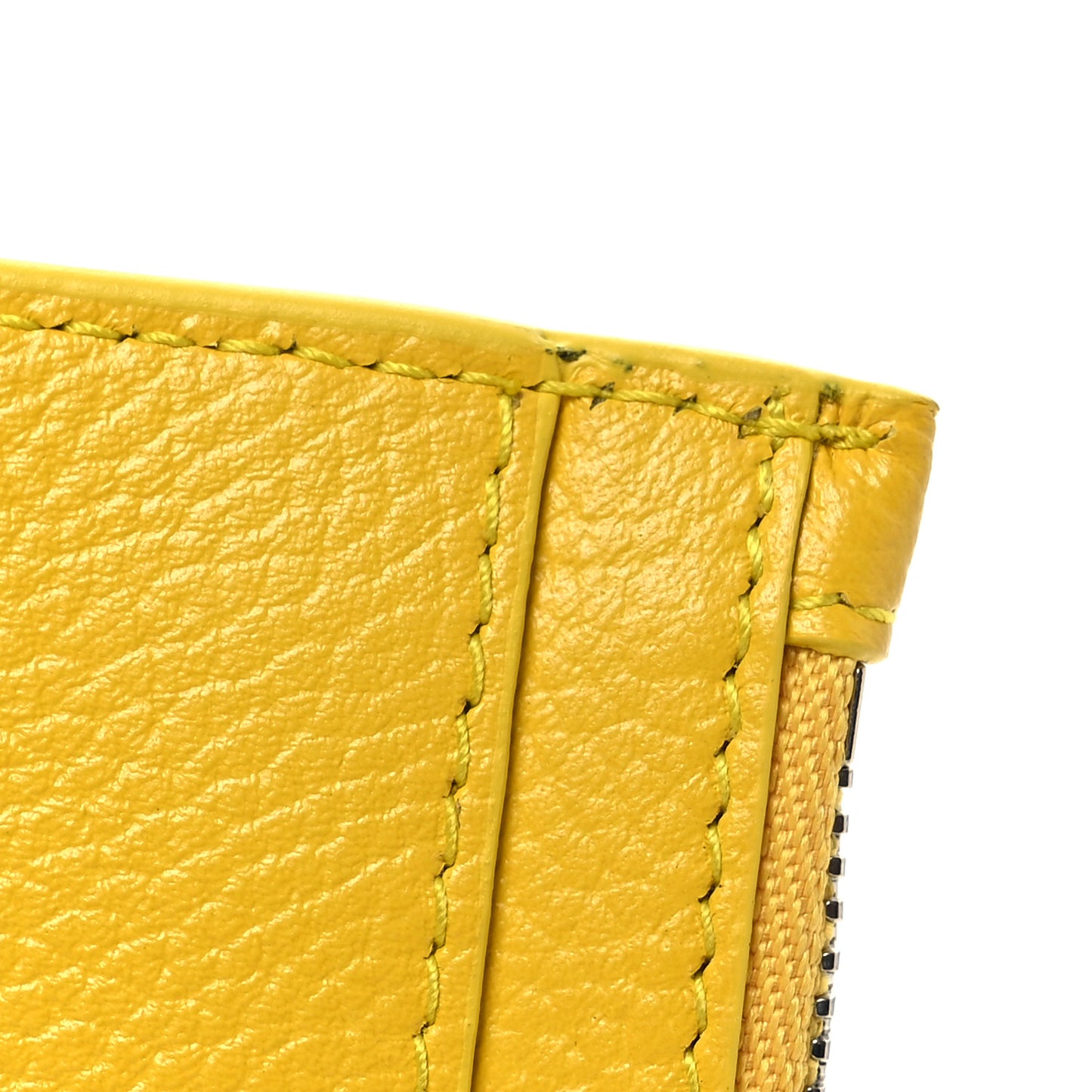 Grained Calfskin Logo Large Cash Long Coin Card Holder Yellow White