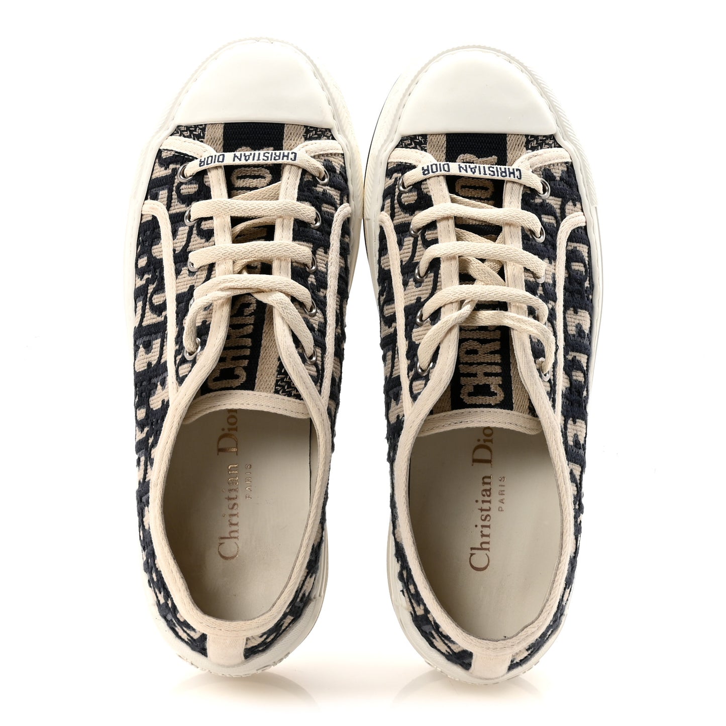 Canvas Oblique Walk'N'Dior Low Top Platform Sneakers 38 Deep Blue