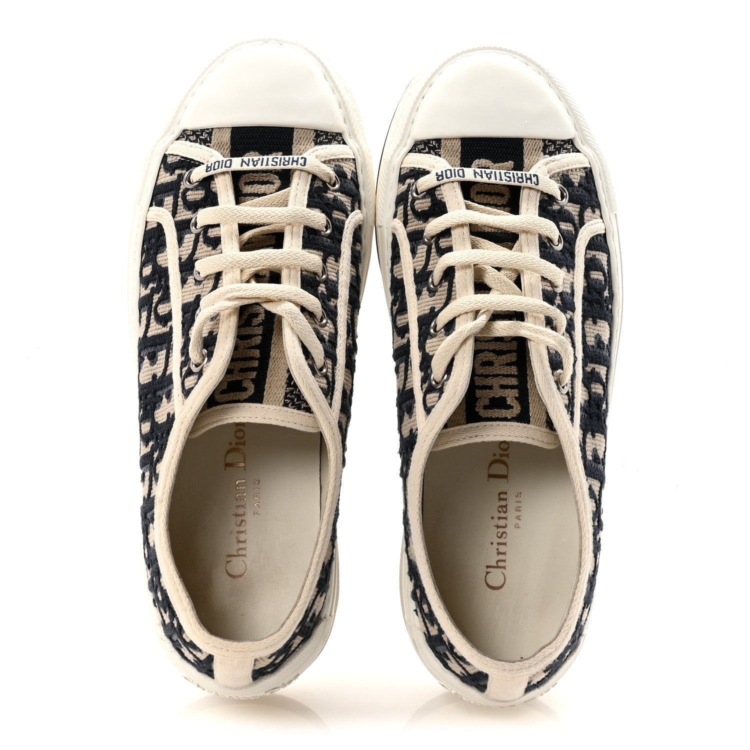 Christian Dior Canvas Oblique Walk'N'Dior Low Top Platform Sneakers 38 Deep Blue 2 of 10