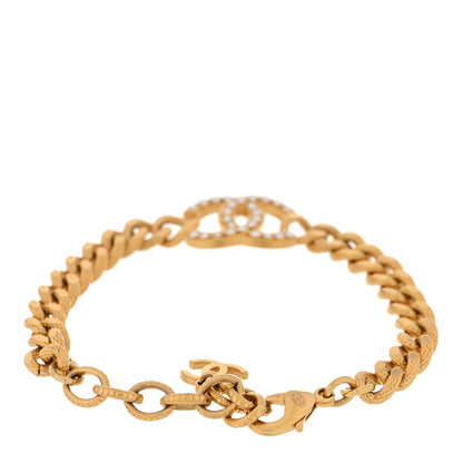 Chanel Crystal CC Chain Link Bracelet Gold 2 of 3