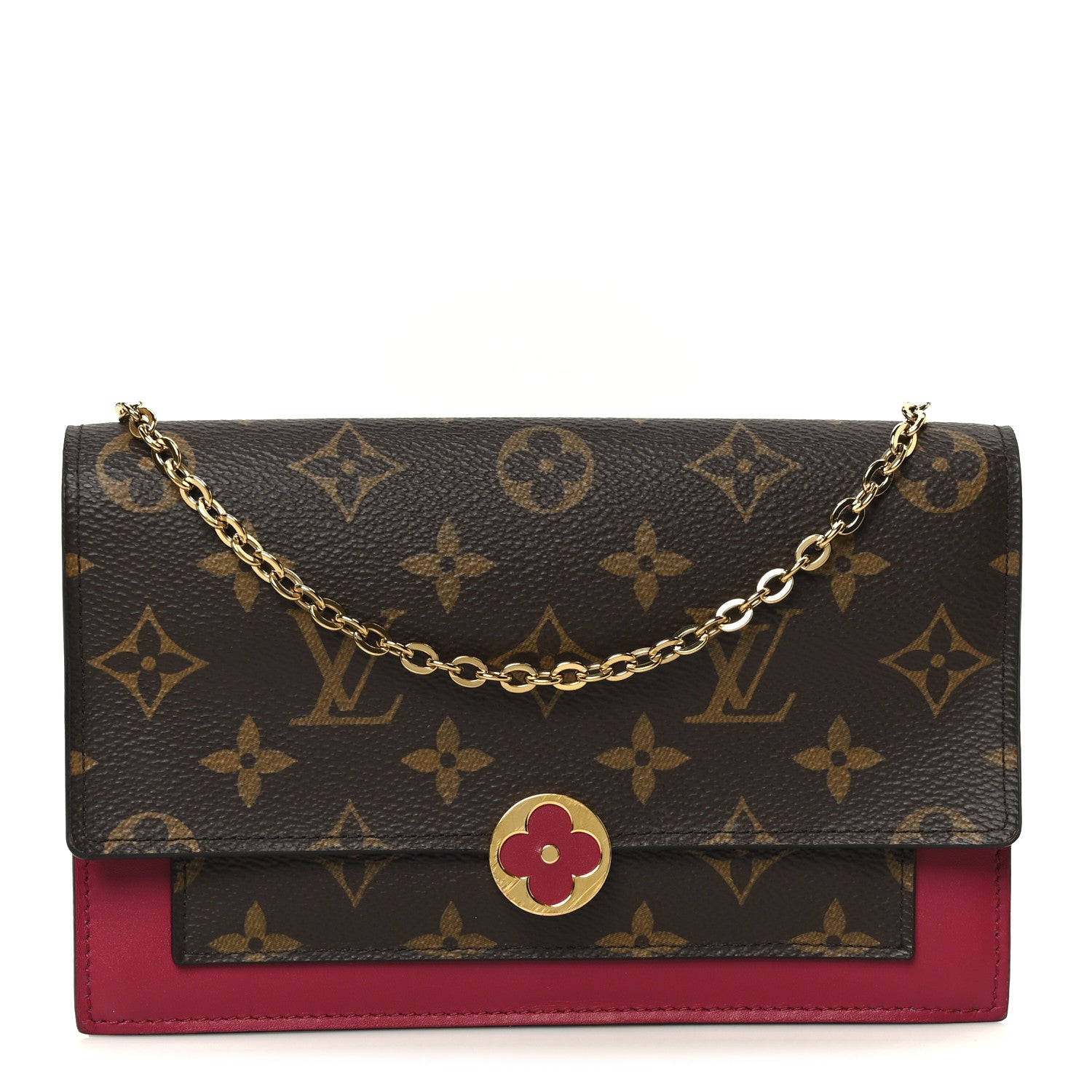 Louis Vuitton Monogram Flore Chain Wallet Fuchsia 1 of 9